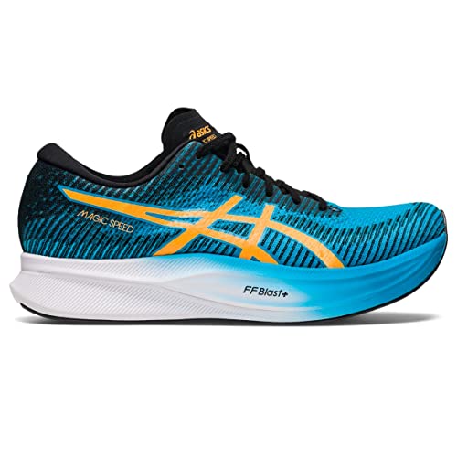 ASICS Men's Magic Speed 2 Running Shoes, 10.5, Island Blue/Orange POP