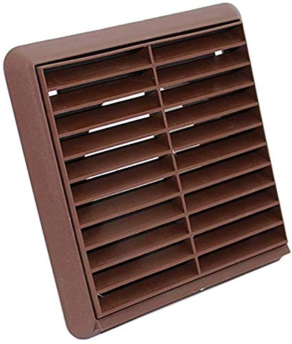 Frs Brown Fixed Louvered Wall Vent Grille 100Mm / 4" Spigot External Exterior Ducting Air Round Flyscreen