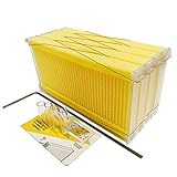  DYJD Kit de la casa de la Colmena de Abejas de Madera Colmena con Marco de Flujo automático Completa Colmenas de Miel Conjunto para apicultores Kit de Inicio para Principiantes,4pcs Bee Nest