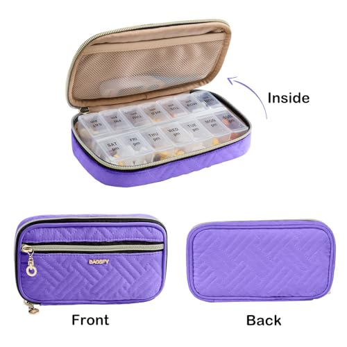 Image of BAGSFY Pill Organizer Case 2 Times a Day- Weekly Medicine Organizer Travel Pill Box with Removable 7 Day Medicine Case Container for Fish Oil, Vitamin, Supplement