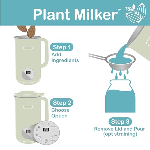 Clean Living With Michelle 1qt. Plant Milker, 8-in-1 Multi-Functional, Self-cleaning, Nut Milk Maker, Homemade Plant Milk Maker, Almond Milk Machine 33.8oz (White) by THE SNEAKY CHEF - Image 6