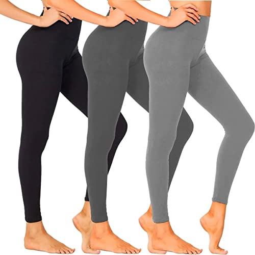 Kit 3 Calça Legging Feminina Academia Moda Fitness Premium (M, Preto, Cinza, Cinza Mescla)