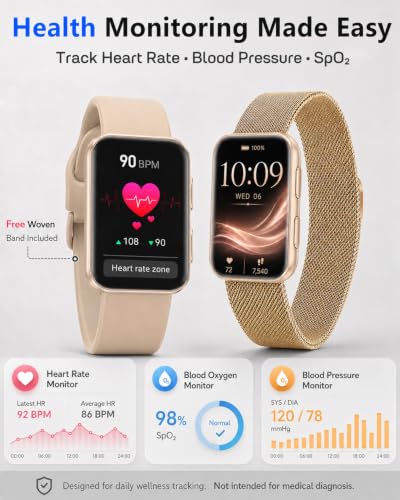 Image of MorePro Health Fitness Tracker for Women Men, 24 /7 Heart Rate Blood Pressure & Oxygen Monitoring, Sleep Tracker, 100+ Sport Modes Smart Watch, IP68 Waterproof, 2 Bands, Compatible Android iOS