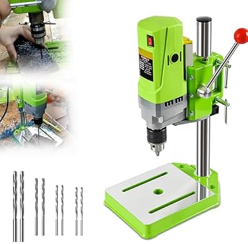 Adjustable electric drill stand, 6-speed design, U-shaped swivel base, suitable for home and industrial use.