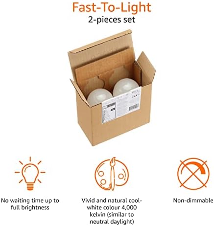 Amazon Basics LED E27 Edison Screw Bulb, 13W (equivalent to 100W), Cool White, Non Dimmable - Pack of 2