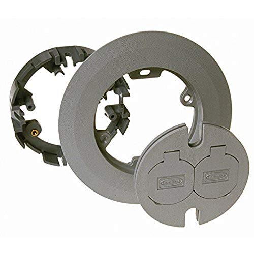 Hubbell RACO 6299 Round Floor Box Cover Kit Non-Metallic Two-Lift Lids, Gray