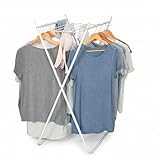 Honey-Can-Do Easy-Fold Collapsible Clothes Drying Rack, Sturdy Metal Laundry Rack Holds 40 lbs, Space-Saving Foldable Towel Rack for Indoor Outdoor Use, Non-Skid Feet, White