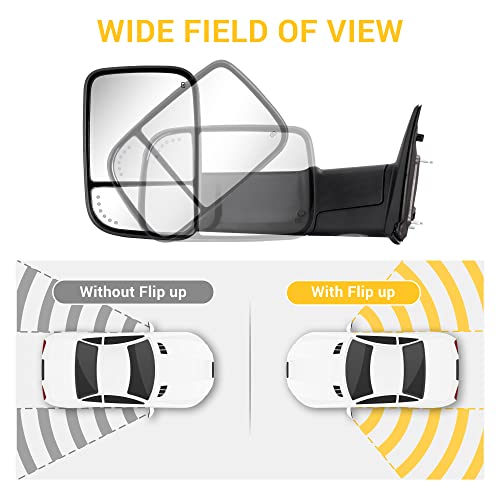 Sanooer US85B-09ESHP Towing Mirrors Compatible With 2009-2018 Dodge Ram 1500 thumb #3