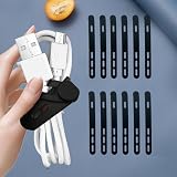 Silicone Strap Tie Set 10 Pieces Triple Hole Adjustable Fastening Bands Reusable Cable Organizer for Home Office Travel(Black)