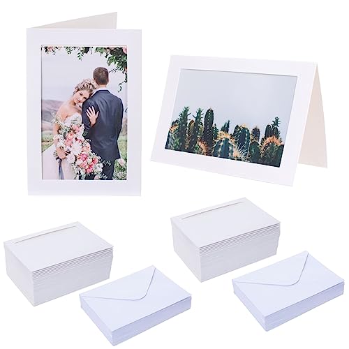 Litpoetic 100 Count Photo Frame Cards with Envelopes 4x6 Paper