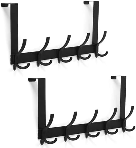 Muaco Over The Door Hooks,Over The Door Towel Rack With 7 Coat Hook Heavy Duty Door Hanger Stainless Steel Coats Robes Hanging Towel Rack Back Bathroom Bedroom Door Bl - View #8