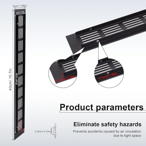 Miniatura 2 de Wjuan Rejilla De Ventilación De Aluminio, 400x50mm, Negro, Rectangular, Para Armarios, Dormitorios Y Puertas