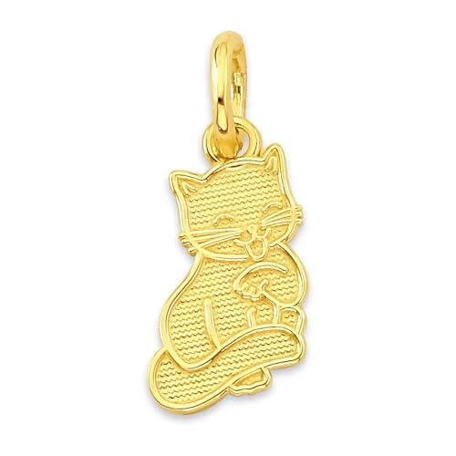 Mini Solid 10k/14k Gold Cat Charm - Animal Jewelry Gifts for Her
