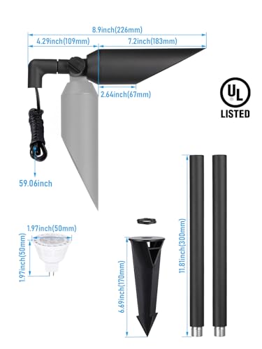 Image of LEONLITE 4-Pack 24Inch Landscape Spotlight with 7W 3000K MR16 Bulbs