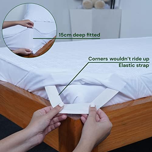 Ackly Bamboo Waterproof Cot Bed Mattress Protector 140x70 cm - Premium 100% Bamboo Fabric Hypoallergenic and Noiseless Fitted Sheet Cover - Mattress Protector Cot Bed Mattress Topper