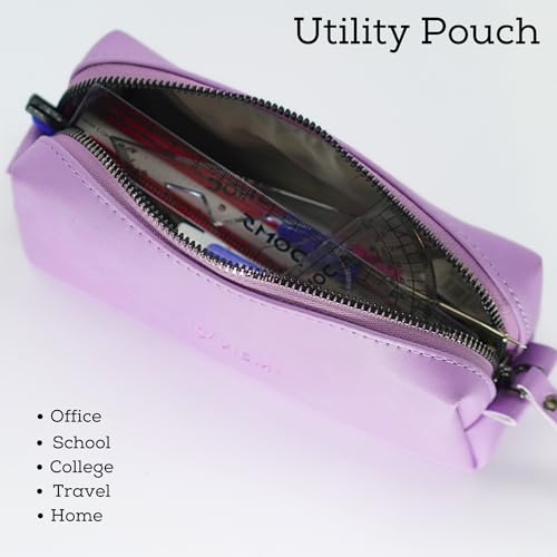 Image of VISMIINTREND Large Capacity Pencil Case - High Storage Pen Pouch Organizer for Office, School, and College Supplies (Lavender)