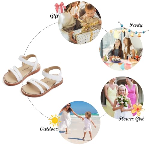 Image of Felix & Flora Toddler Girl Sandals - Little Girl Easter Dress Shoes Lightweight Open Toe Beach Holiday Flats