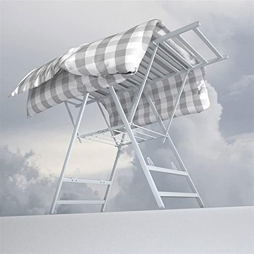 Clothes Drying Rack Clothes Drying Rack, Aluminum Foldable 2-Level Drying Racks for Laundry, Foldable Laundry Stand with Height-Adjustable Wings, for Bed Linen, Clothing