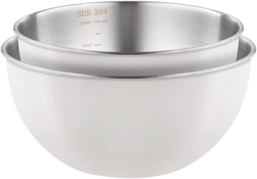 ボウル シルバー 撹拌ボウル ベーキングボウル ホームキッチン 料理 洗浄・ミキシングボウル キッチン用品 調理 料理(白,2PCS