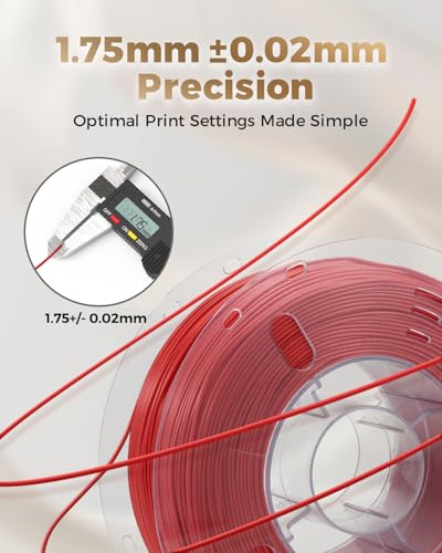 Image of VOXELAB Silk+ PLA Filament 1.75mm, Shiny Chrome-Like Finish with Enhanced Layer Adhesion, 1kg (2.2lbs) for Most FDM 3D Printers, Smooth & Flawless Printing(Red)