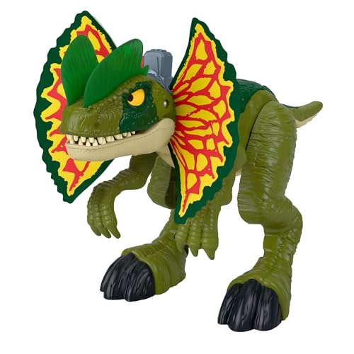 Fisher-Price Imaginext Jurassic World Dinosaur Toy Thrash Attack Dilophosaurus 16+ Inch with Lights & Sounds for Pretend Play Kids Ages 3+ Years