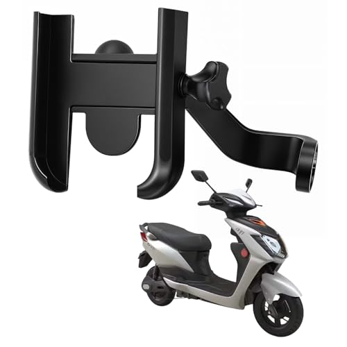 Image of Metal CNC Mobile Holder for Scooter, Scooty & Motorcycle Compatible for Yo Drift, Mirror Mount, 360 Rotation, Strong Anti-Slip Grip, Wide Adjustable Fit for All Smartphones (Black)