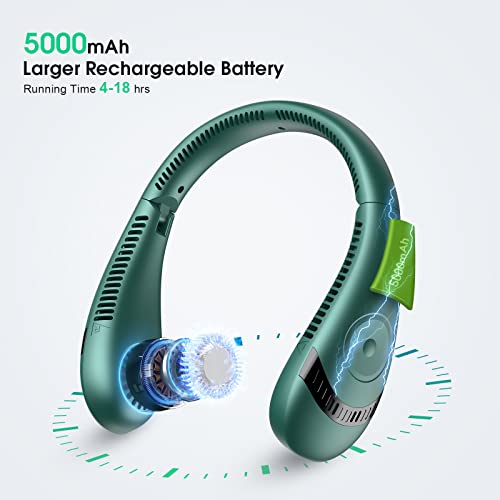 Gaitir Neck Fan, 5000Mah Foldable Bladeless Neck Fans Portable Rechargeable, 3 Speeds Adjustment 360° Cooling Airflow, Hands Free Wearable Personal Fan, Usb Powered, Portable Fan For Travel Outdoor #TOP4