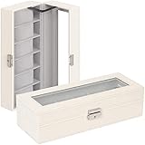 Tapa de cristal auténtico: protege tus relojes y joyas del polvo y los arañazos. La caja de reloj te ofrece una amplia visión de los relojes en segundos sin necesidad de abrir la caja.