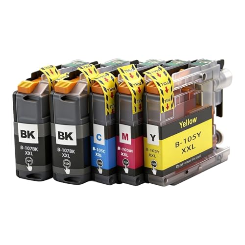Cartucho de Tinta LC105 LC105XX LC107 LC107XXL Compatible con Impresora Brother MFC-J4310/J4410/J4510/J4610DW 4710DW(1SET 2BK C M Y)