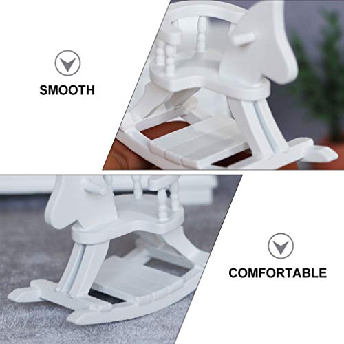 NUOBESTY Miniatura Cavalo de balanço Modelo de Madeira para Casa de Bonecas, Cadeira de Móveis, Jard