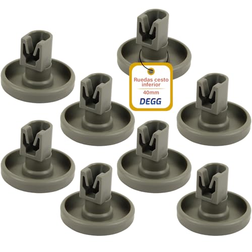 DEGG Ruedas Lavavajillas - Ruedas Cesta 40mm - Compatibles con IKEA AEG Electrolux Zanussi Etna - Recambio Universal Cesta Inferior Lavavajillas - 8 Unidades
