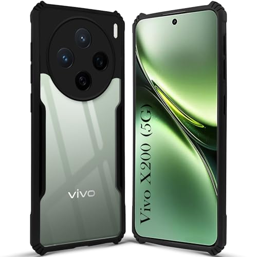 Image of Jkobi Back Cover Case for Vivo X200 5G (Shockproof with Polycarbonate Clear Panel | Professional Black)