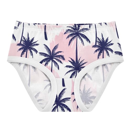 Joisal Navy Blue Palm Trees Pink Toddler Underwear Floral 2t Cotton Cute Panties Girl Print Briefs Underpants