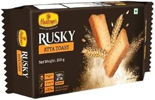 Haldiram's ラスク トースト 250g Rusky Toast ハルディラム インドのお菓子 インドのスナック ナムキーン カルダモン Rusk (250g×1袋, レギュラー（アタ）)