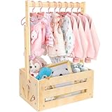 Vibaruta Wooden Baby Shower Crate, Baby Shower Basket With Adjustable Hanger Rack, Storage Crate Hamper, Pregnancy Gift for New Parents, Personalized Baby Gifts Basket (Natural)