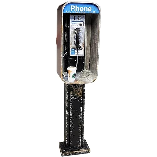 Miniature American Payphone in 1:12 Scale, Mini Vintage Style Phone Booth Model Decoration, Suitable for Collection and Scene Building Mini Living Room Furniture Accessories (Payphone)