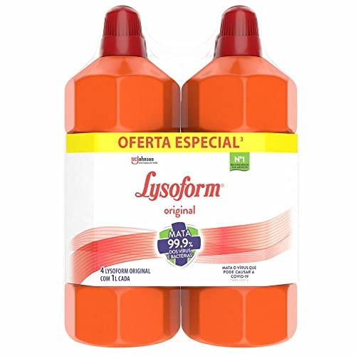 Lysoform Original Desinfetante Líquido Limpeza Pesada, 4 Unidades de 1L
