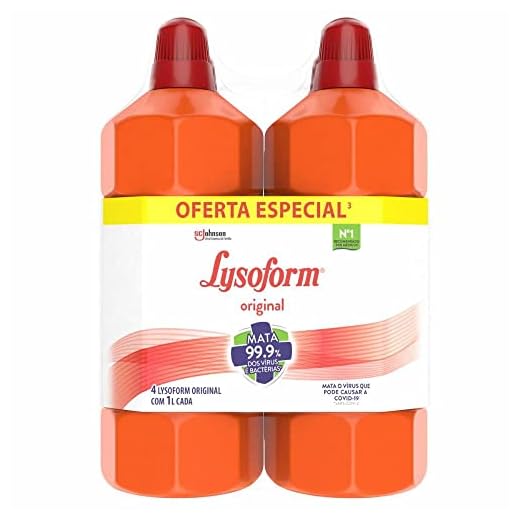Kit Desinfetante Lysoform Líquido Bruto Original 1L com 4 unidades oferta especial, Lysoform