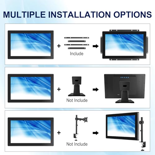Image of 1920x1080 Industrial Touch Display, 15.6 Inch Open Frame Touch Monitor, 10-Point Multi-Touch,Plastic Front Bezel, HD-MI VGA Input, VESA Wall-Mount Installation Touch Monitor
