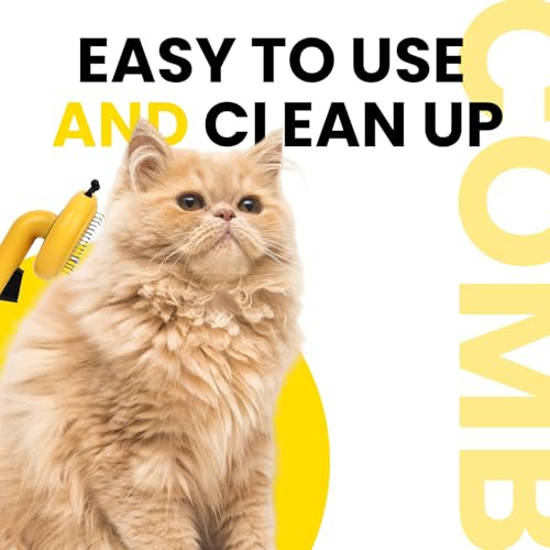 Image of Honeybee Dog & Cat Comb - Pain-Free Grooming Brush - Quick-Clean Switch - All Fur Types - Cute Honeybee Design - Effective Pet Hair Removal - Spa-Like Massage Grooming