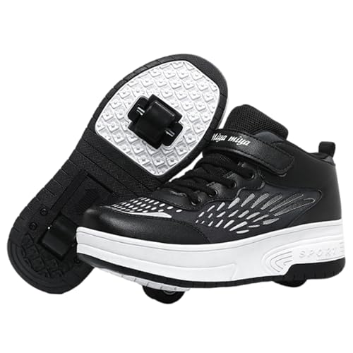 Kraftpaid Zapatillas Deportivas con Ruedas para niños,2 en 1 Zapatillas con Ruedas,Zapatillas de Skateboard con Dos Ruedas,Retráctil,Comodidad,para Regalos de cumpleaños y Navidad