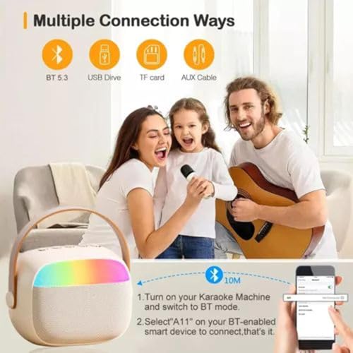 Máquinas de karaokê sem fio com luz, reprodutor de música sem fio com microfones,Dispositivo KTV de