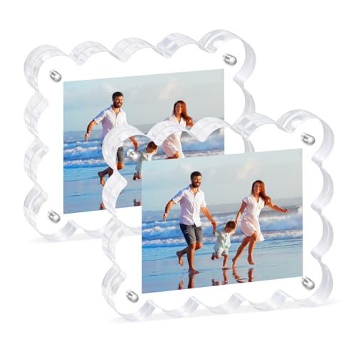 Novacrylion 2 Pack Magnetic Acrylic Picture Frames,2x3 Small Photo Frame
