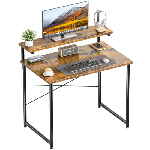 Image of HOMIDEC 80cm Gaming Desk, Computer Desk with Adjustable Monitor Stand