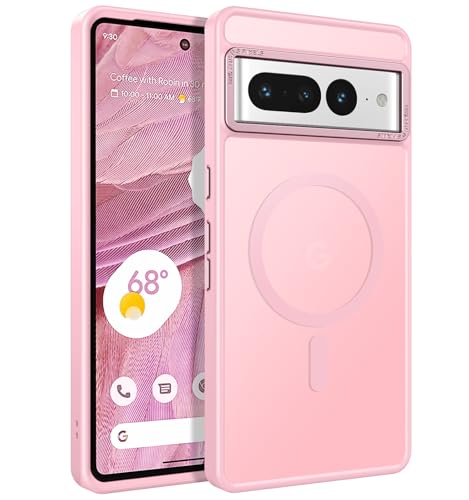 YINLAI for Google Pixel 7 Pro Magnetic Case [Compatible with Magsafe] Support Wireless Charging Slim Full Shockproof Case for Google Pixel 7 Pro, Light Pink