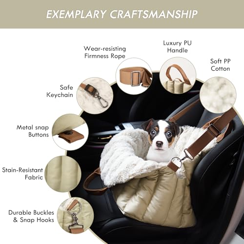ClevaHome Autositz & Tragetasche & Bett für kleine Hunde – Rutschfester Autositz für Hunde bis 4,5 kg – Stilvolle Haustiertasche für drinnen & draußen