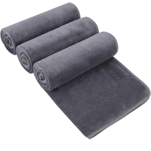 HIDMD Microfibre Sports Towels Fast Drying & Absorbent Workout for Gym Fitness,Yoga, Camping 3-Pack 40cm X80cm GREY