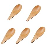 5 Pieces Mini Wooden Spoons, Small Salt Spoon with Short Handle Mini Wood Scoop for Spice Jars Tea Coffee Milk Powder, Natural Color