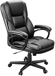 Furmax Bureau Président de direction Haut dos réglable Siège de bureau à domicile, ordinateur pivotant PU Chaise en cuir avec support Lumbar (Noir)