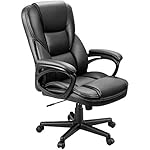 Furmax Office Executive Chair High Back Adjustable Managerial Home Desk Chair, Swivel Computer PU Leather Chair with Lumbar Support (Black)
